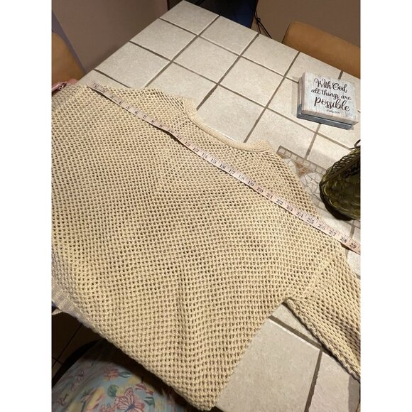 No Boundaries,Beige Crocheted Brown Button Down Sweater Cardigan 3XG (XXXL) (21) - Picture 16 of 17